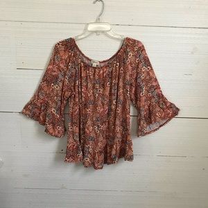 Woman’s 3/4 Length Flare Sleeve Floral Print Top by Style & Co. Size XL.